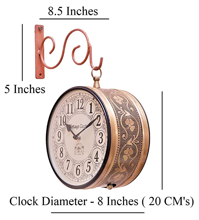 Vintage Clock Double Side Iron Wall Clock / 8 Inches Size / 1 Year Warranty - Image 2
