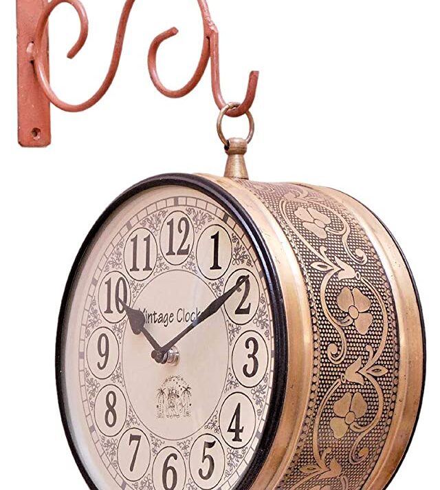 Vintage Clock Double Side Iron Wall Clock / 8 Inches Size / 1 Year Warranty