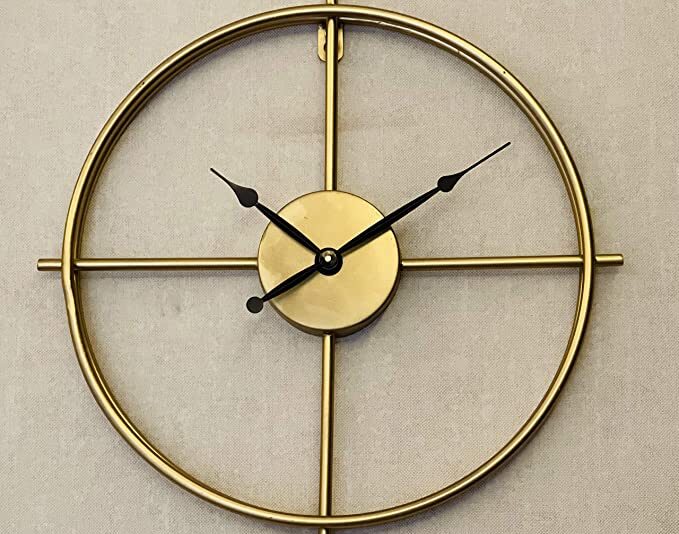 Urban Born Metal Wall Clock for Home and Hall 17 inches (44 x 44cm) Home Big Size Living Room Hall Bedroom Stylish Clock (Bronze Gold)