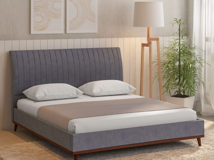 Alonso Upholstered King Size Bed in Dark Grey Colour