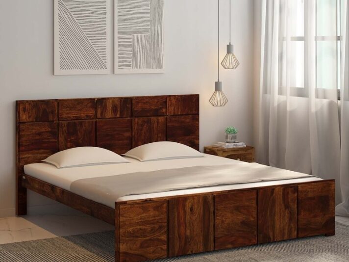 Bergen Solid Wood King Size Bed In Provincial Teak Finish