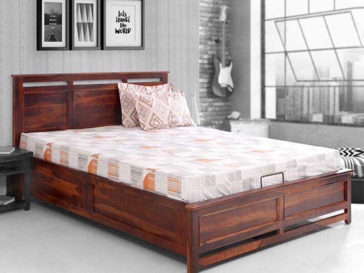 Catherine Queen Bed With Hydraulic Storage in Walnut Finish