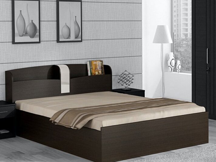 Kosmo Imperial Queen Size Bed with Drawer Storage in Natural Wenge Finish
