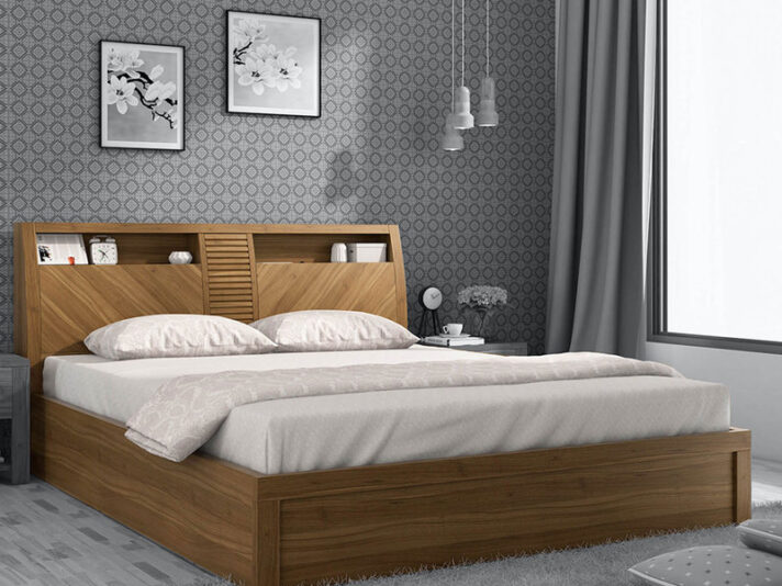 Kosmo Monarch King Size Bed with Storage Natural Teak