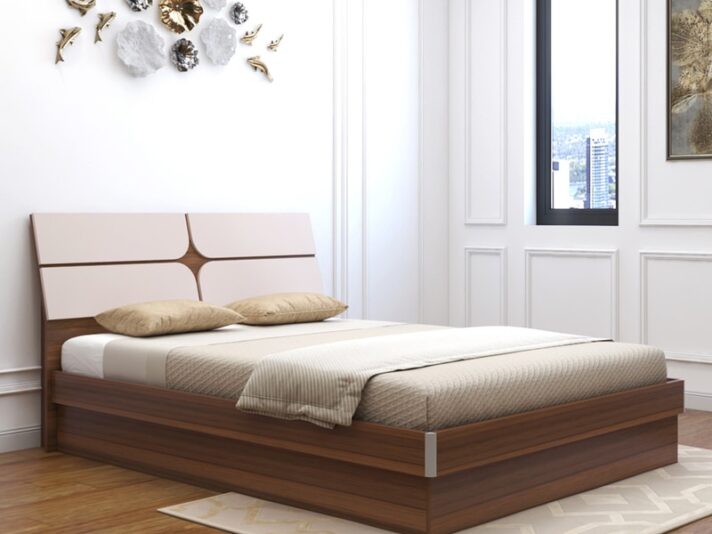 Kruger Queen Size Bed with Hydraulic Storage in Teak finish