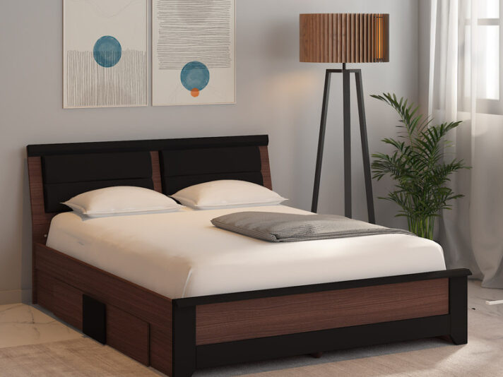 Ryouta King Size Upholstered Bed With Drawer Storage In Wenge Finish