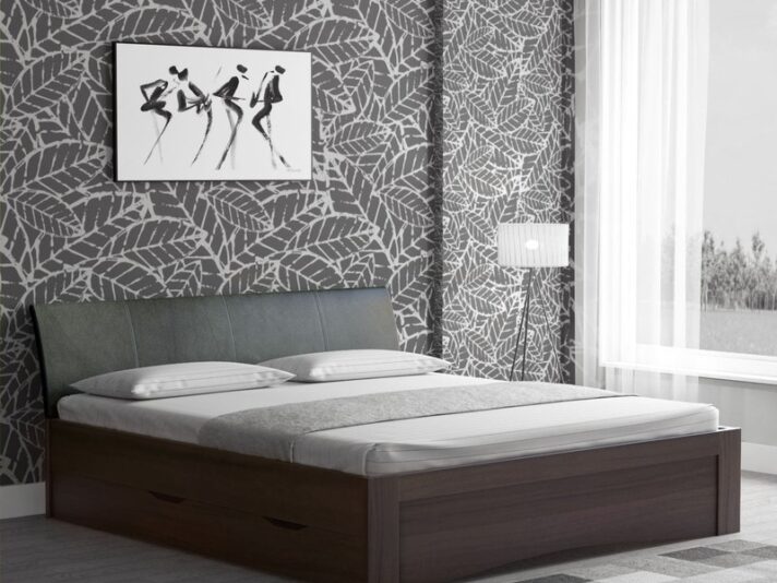 Shinju King Size Upholstered Bed Drawer Storage In Wenge Finish