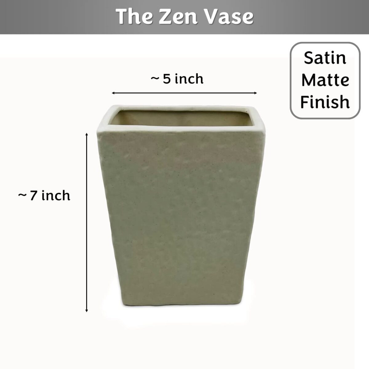 Glimpse Homes Ceramic Flower Vase | The Zen Face Vase 7 inches (White, Satin Matte Finish) - Image 3