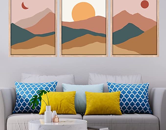 NoWorries Set of 3 Wall paintings for home decoration - Paintings for living room bedroom, Theme - illustration (Wall Decor) (14 x 11 inches)