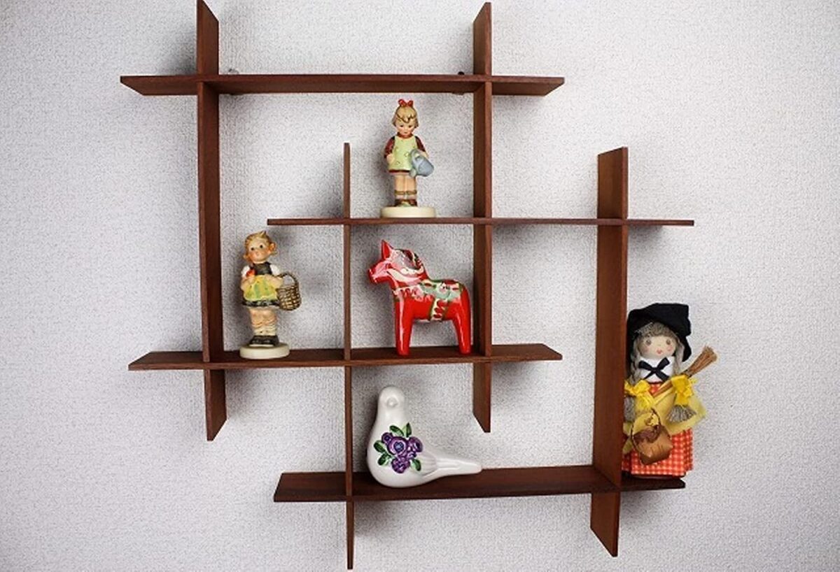 Extend Crafts Wooden Wall Mount Floating Rack Shelves Wall Bracket Cabinet for Home Decoration Living Room Kitchen Rack Bedroom Office Display Unit Storage Intersecting Shelf - Image 3