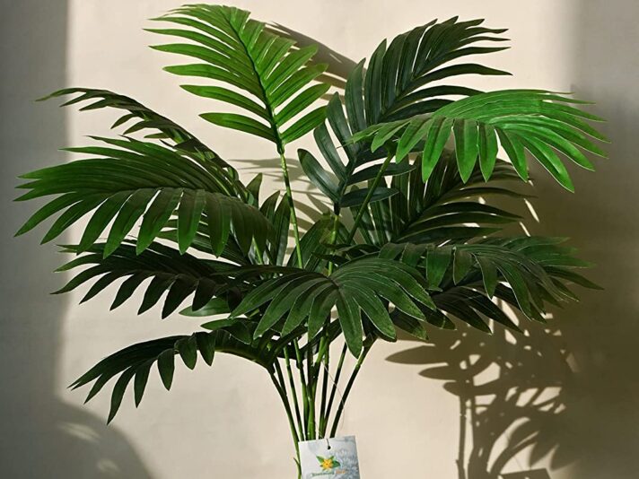 Blooming Floret Artificial Areca Palm for Home Decor/Office Decor/Gifting | Attractive Ornamental Plant | 12 Leaves | with Pot | Natural Looking Indoor Plant