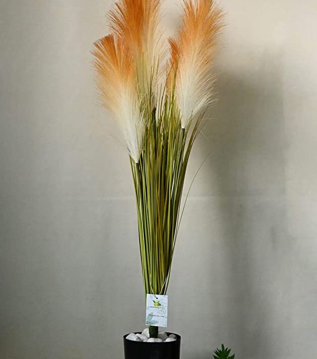 Blooming Floret Artificial Pampas Grass for Home Decor/Office Decor/Gifting | Attractive Ornamental Plant in Brown & White Color| Natural Looking Indoor Plant