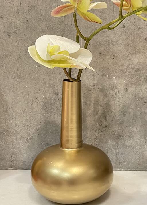 Urban Born Metal Flower vase for Home Decor and Living Room Vintage Decor Antique Decor for Home décor (17 x 17 x 21 cm) VS0014 (Shinny Gold)